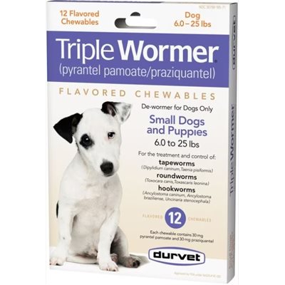 Durvet Triple Wormer® Tablet, For Small Dog, 12 / Box